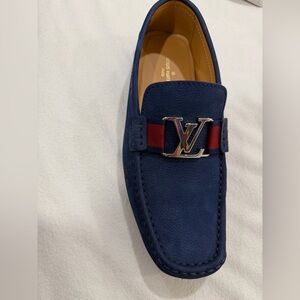 Louis Vuitton Men's Navy and Burgundy Loafers
